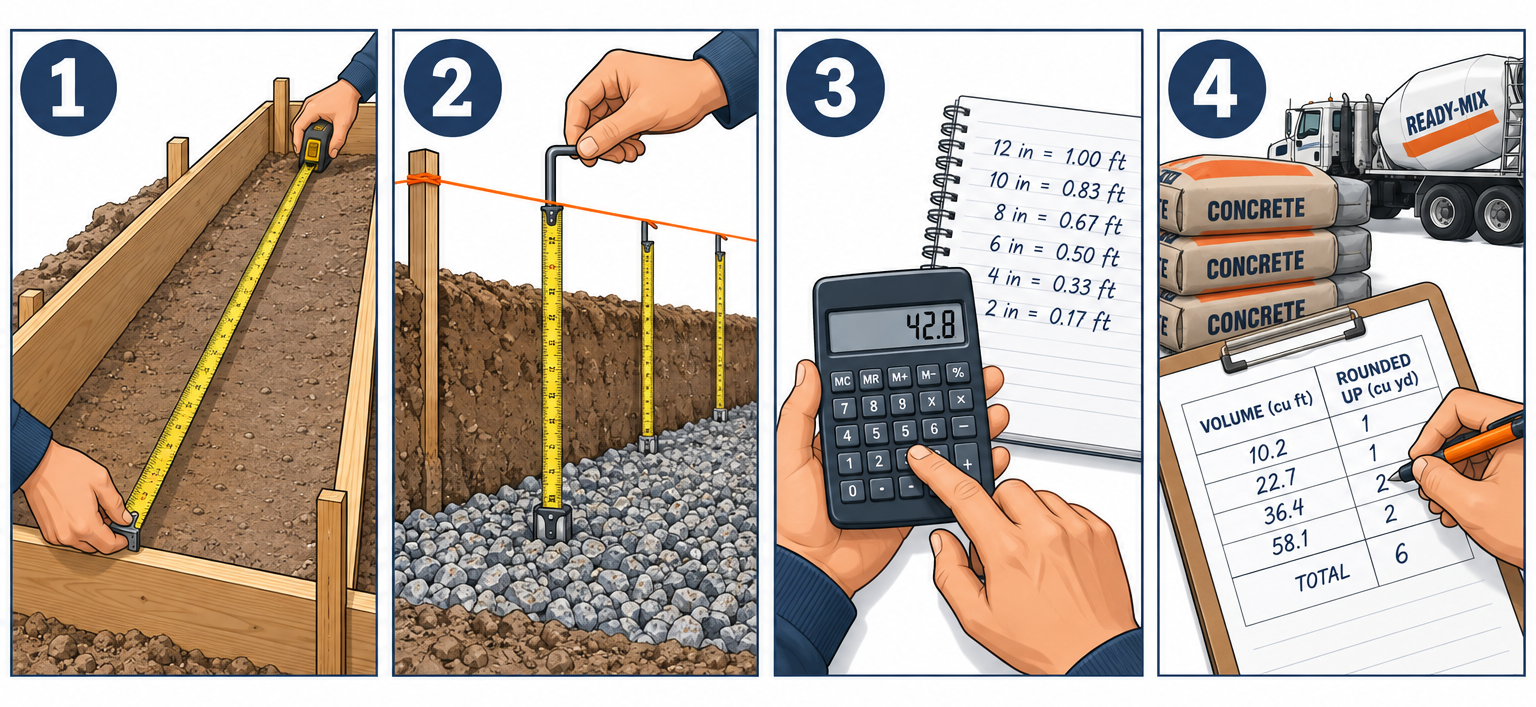 How to measure and calculate concrete in four steps