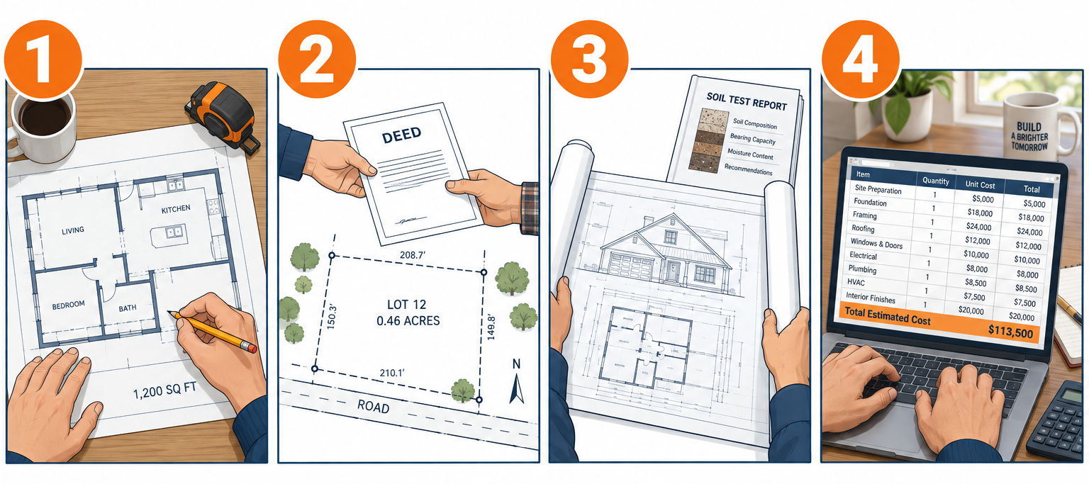 How to budget a new house build in four steps: choose size, price land, get plans, build a line-item budget