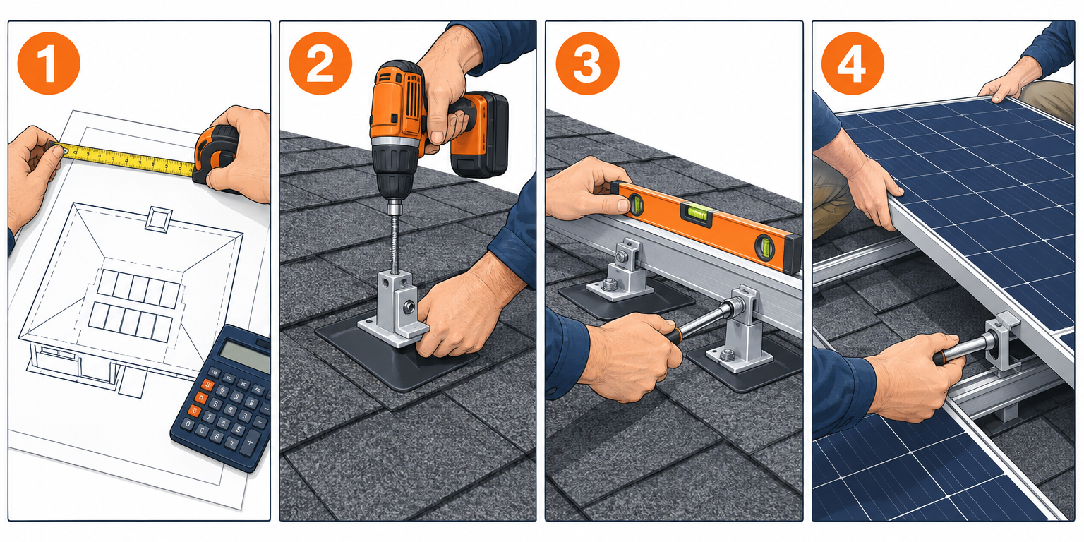 Installing rooftop solar panels in four key steps