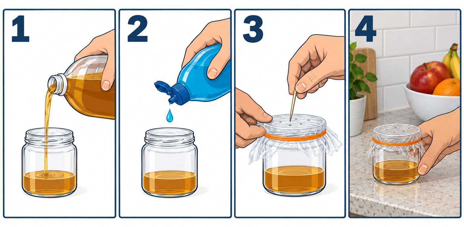 How to build a DIY apple cider vinegar fruit fly trap in four steps