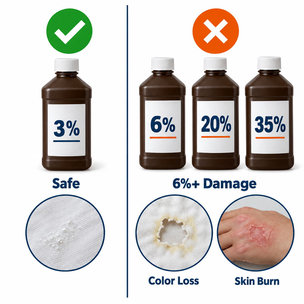 Right versus wrong hydrogen peroxide concentrations for blood stain removal