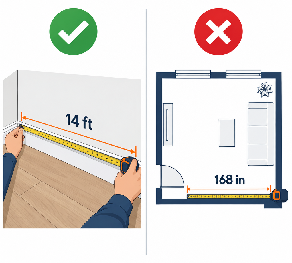 Right vs wrong ways to measure a room for painting: feet vs inches and wall area vs floor area