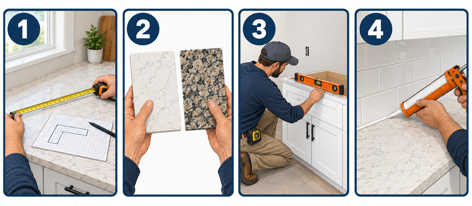 Choosing and installing quartz countertops in four steps