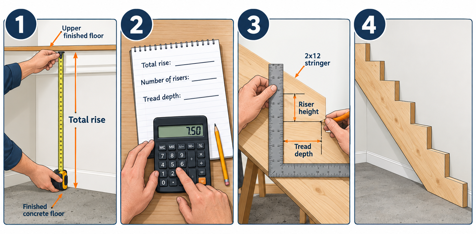 How to measure and calculate stair dimensions in four steps