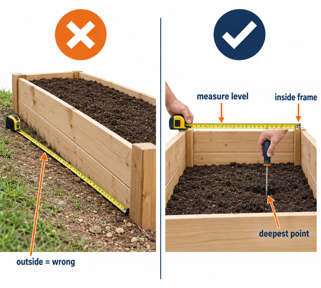 Right vs wrong ways to measure topsoil depth and raised-bed interior dimensions