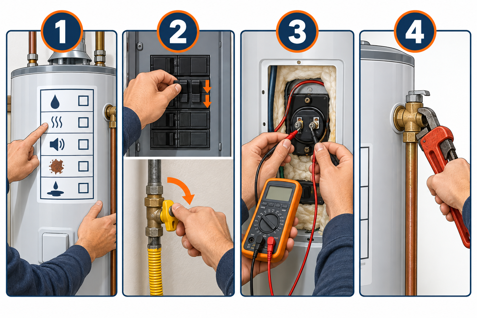 Diagnosing and repairing a water heater in four steps